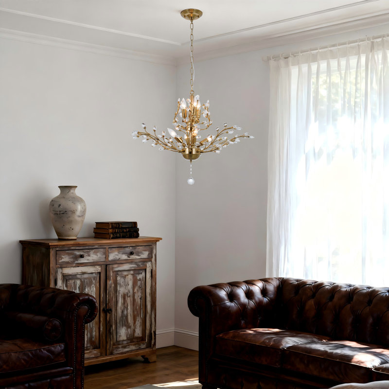 Lustre en cristal spoutnik moderne à 7 lumières à intensité variable