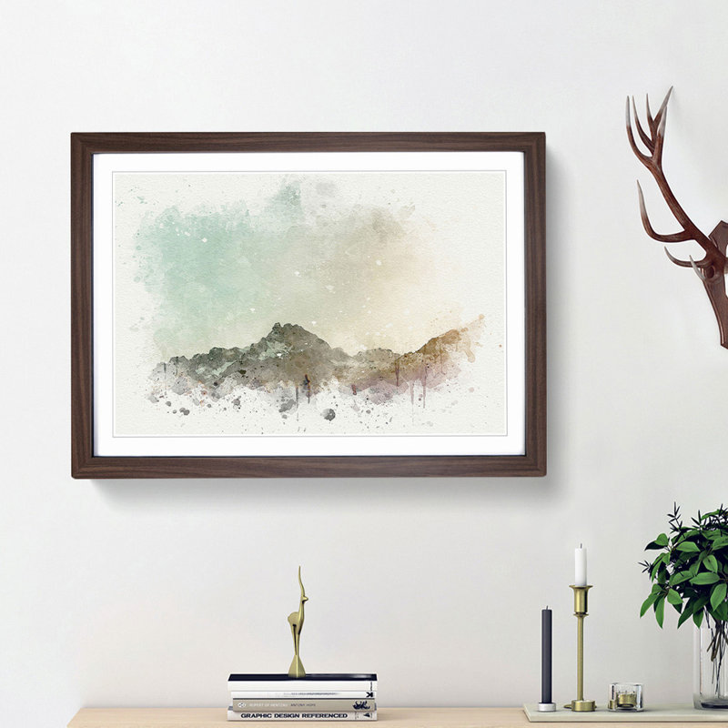 Forest Before the Mountain in Abstract - Picture Frame Graphic Art Print, Walnut Framed, 48cm H x 65cm W x 2cm D