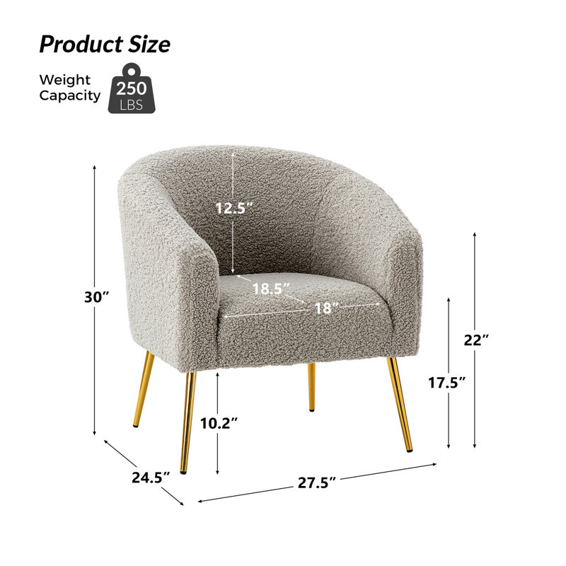 Fauteuil demi-tonneau Dawson, 100% polyester gris