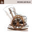Chaise berçante d'extérieur en bois à roulettes - Chaise berçante Adirondack de conception rustique à roulettes