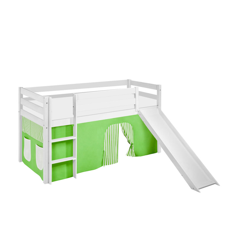 Basic Kids Loft Bed, Green / Beige, UK Single (90 x 190cm)