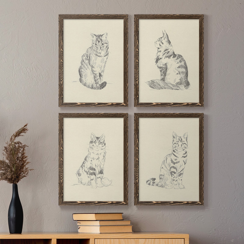 Toile encadrée de qualité supérieure House Cat I - prête à être accrochée, H 20 po x l 68 po x P 1,5 po, Noyer