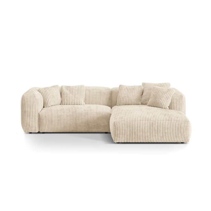 Betsayda 2 Seater Corduroy Corner Sofa , Light Beige