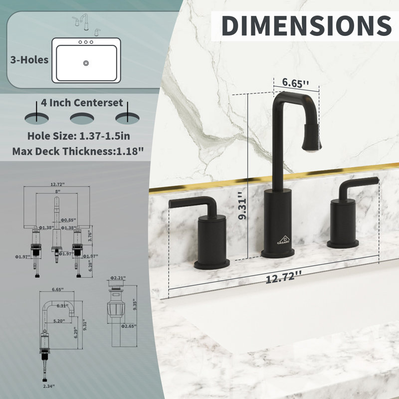 Willow 2-handle Black Bathroom Sink Faucet with LED Temperature Color