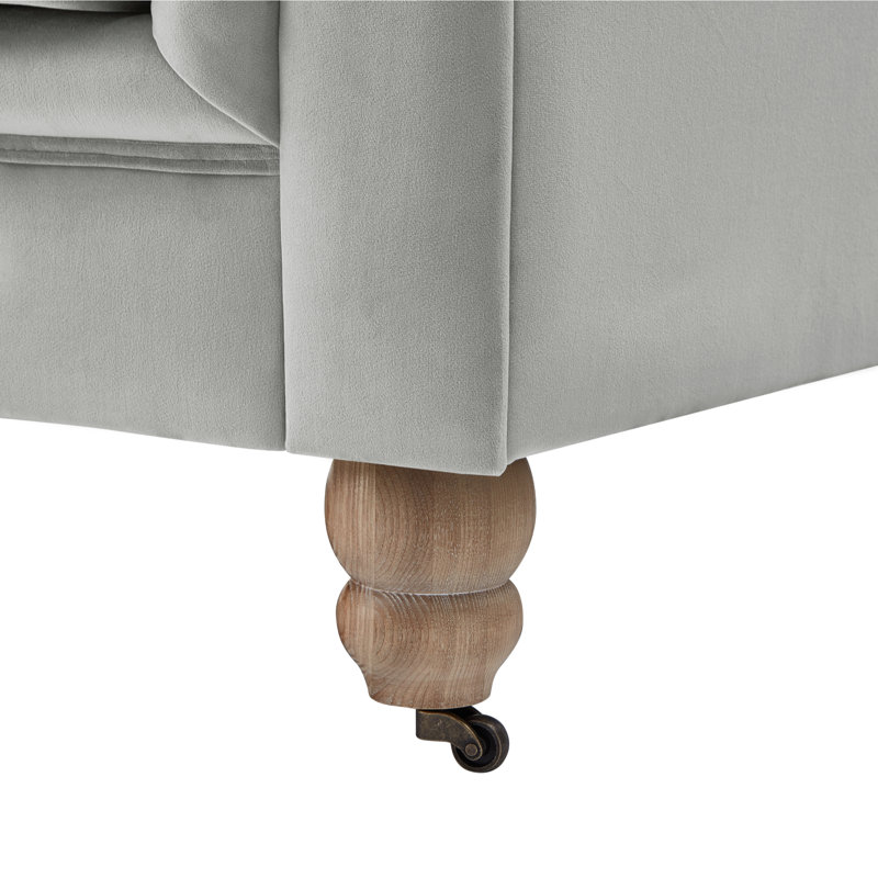Fauteuil club Chesterfield Shabby Elegance Elina, Velours gris