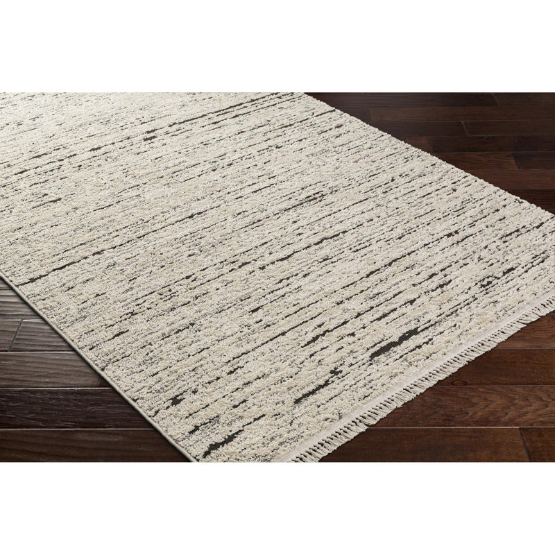 17 Stories Ollie Striped Taupe Area Rug | Wayfair
