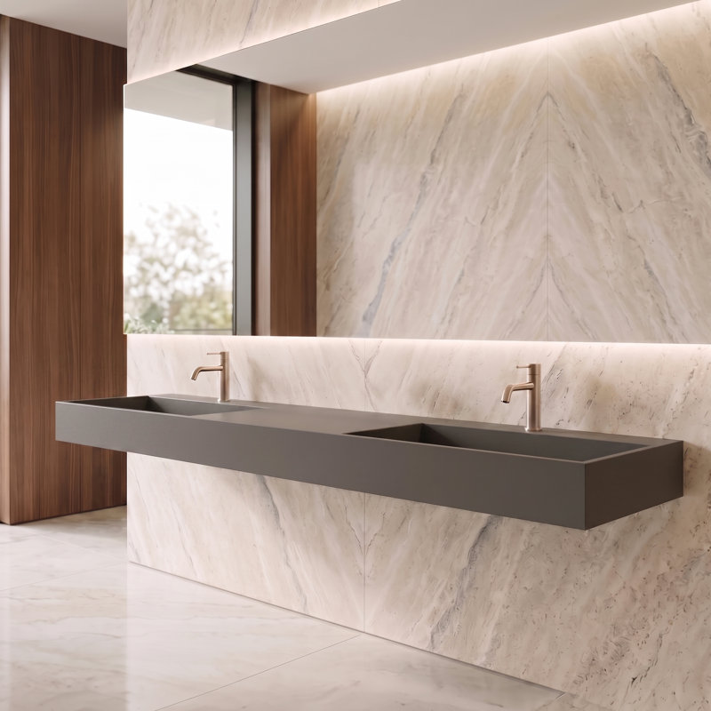 Lavabo-vasque rectangulaire de 60 pouces, gris