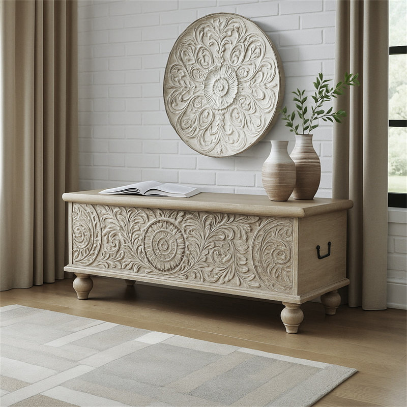 Banc de rangement en bois Keena