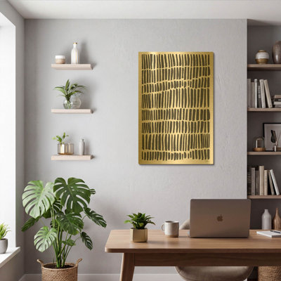 «Strokes Of Luck» par Melissa Averinos, art mural en métal doré, 12 po x 16 po