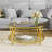 Round Coffee Table With Tempered Glass Tabletop, Geometric Metal Frame And Lower Shelf-1153275627