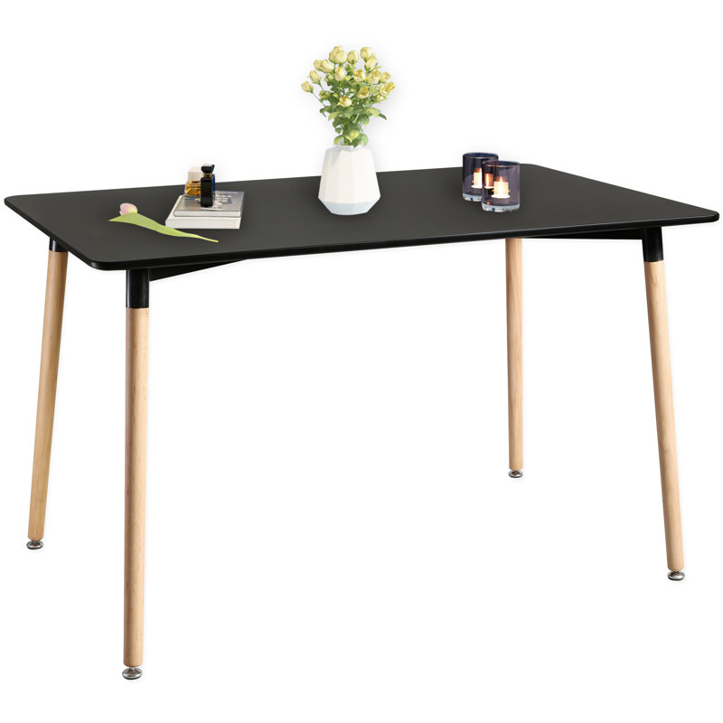 Modern Minimalist Style Dining Table,Rectangular Table Office Table For Dining Room Living Room, Black, 23.62" W x 43.31" L