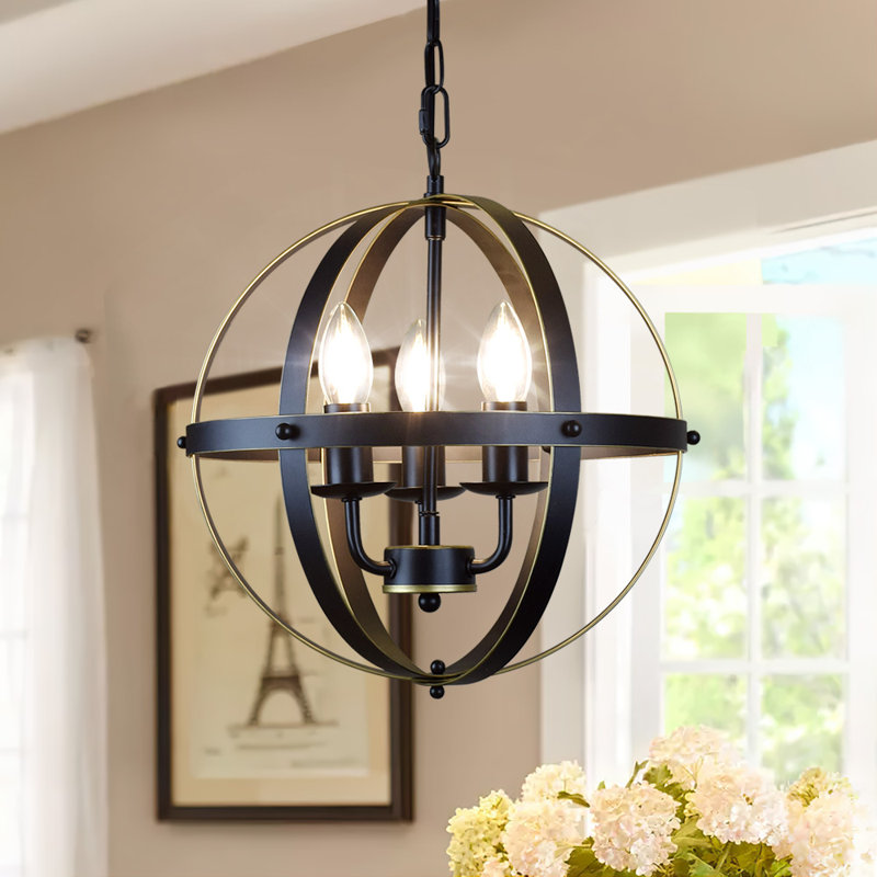 Luminaire suspendu pour îlot de cuisine Dezyah, Bordure dorée