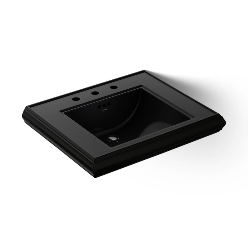 Memoirs Rectangular Pedestal Bathroom Sink with Overflow, Black Black™, 8'' Centers