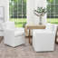 Chaise de salle à manger rembourrée en lin avec roulettes interchangeables et pieds fixes (ensemble de 2) Cathlino-109468733