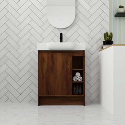 Meuble-lavabo autoportant de 28 po avec porte à fermeture douce