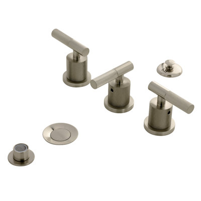Robinet de bidet à fixation sur comptoir à trois poignées avec poignée moletée et bonde escamotable en laiton Kingston