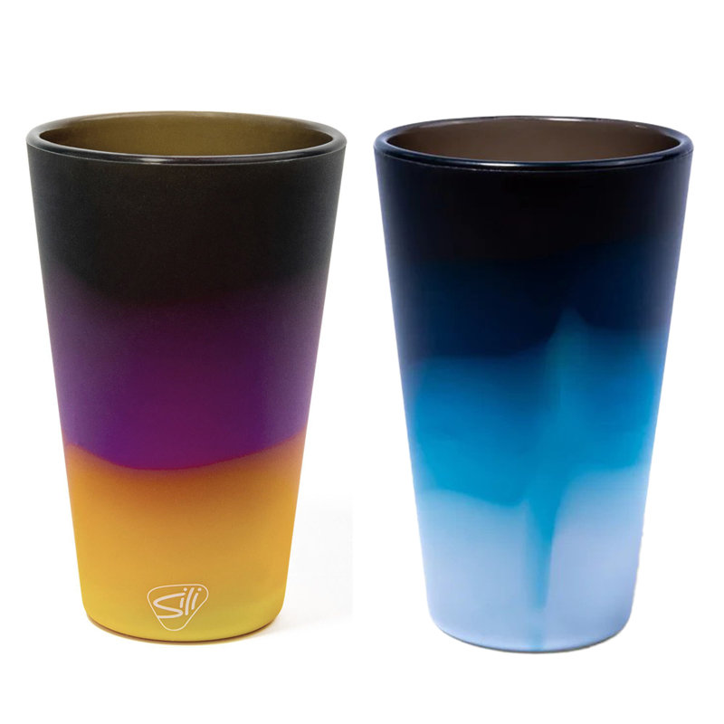 Silipint: Silicone Pint Glasses: 4 Pack (2) Sun Storm & (2) Moon Beam - 16oz - Reusable, Unbreakable