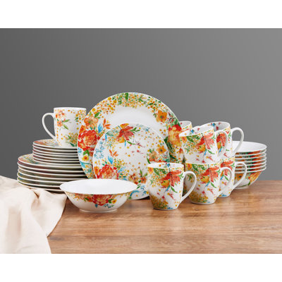 Fitz And Floyd Garden Delight 32-Pc Porcelain Dinnerware Set, Service For 8