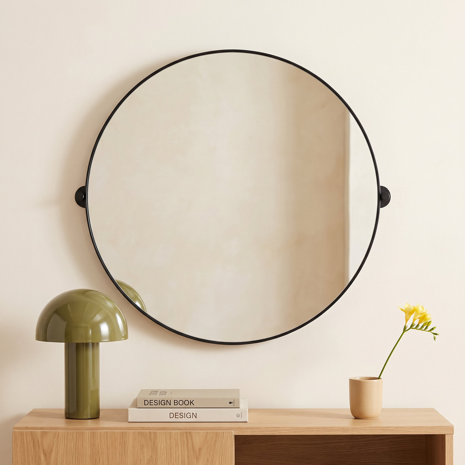 Evvie Metal Flat Wall Mirror, Black