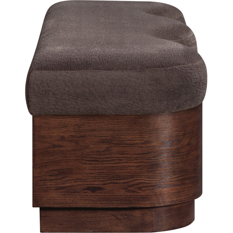 Savoy Mariaclara Velour Fur Fabric Bench, Brown Velour Fabric, Brown