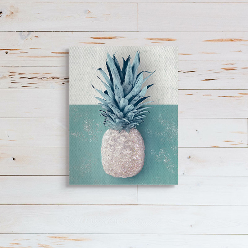 Ananas tropical avec vert beige, Toile tendue, H 40 po x l 30 po