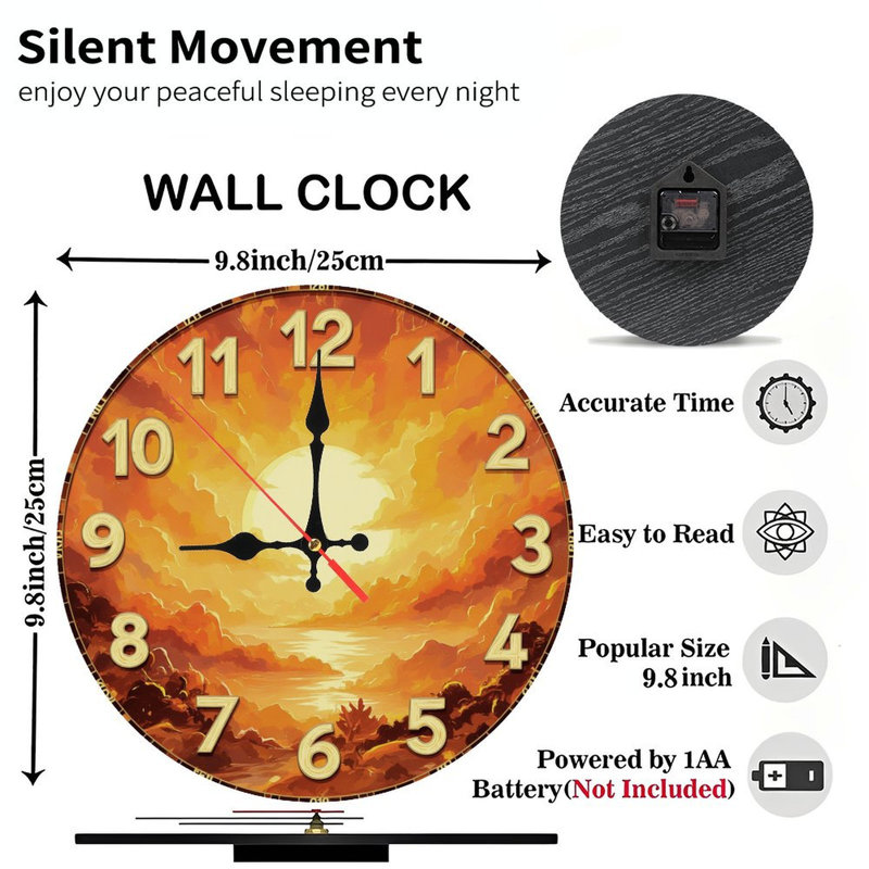 Horloge avec coucher de soleil