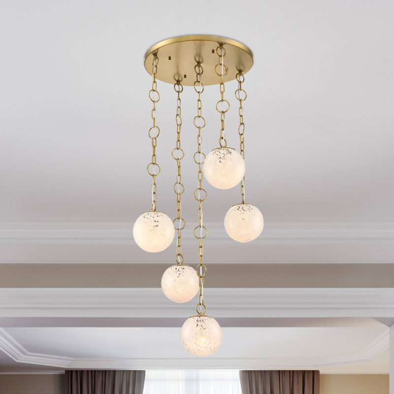 Lustre à niveaux variable en acier à 5 lumières Ziza