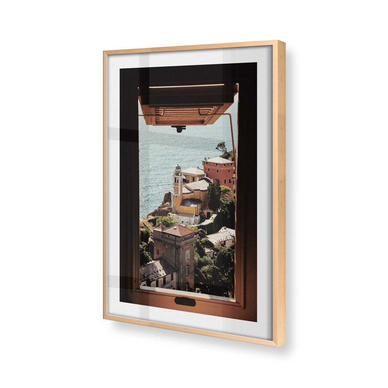 Fenêtre sur la mer, Érable brut encadré, H 17 po x l 13 po x P 1,25 po