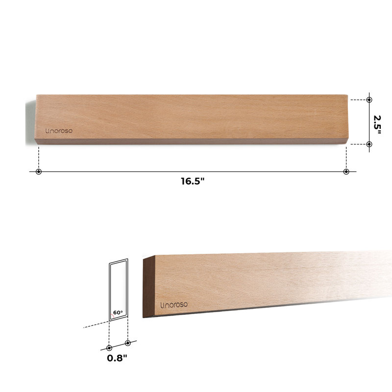 Porte-couteaux magnétique mural 16,5 po Linoroso, Hêtre