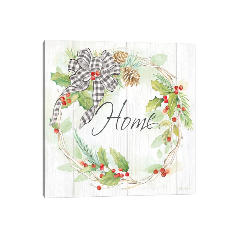Holiday Gingham Wreath I by Cynthia Coulter - Wrapped Canvas Print