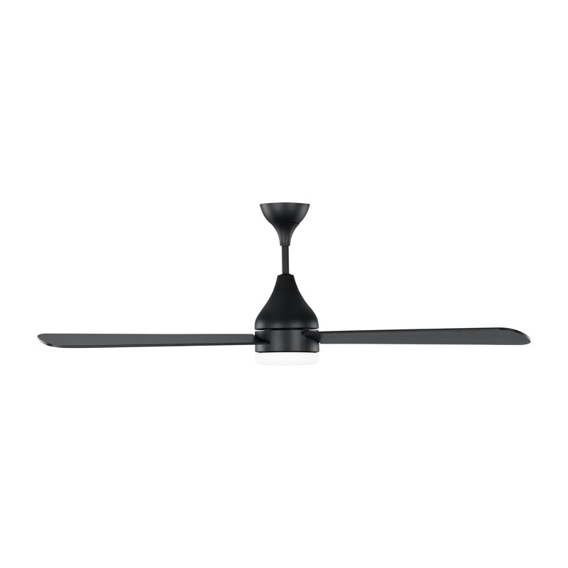 Smart LED Ceiling Fan, Midnight Black with Black Blades, 52 inches