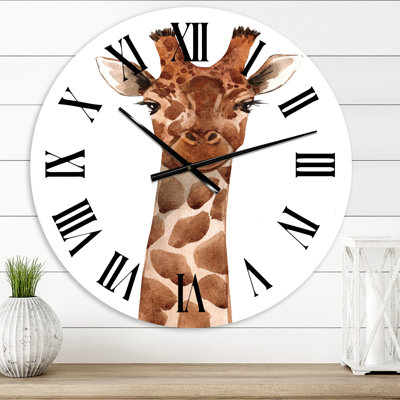 Portrait d'une girafe X - Horloge murale de ferme