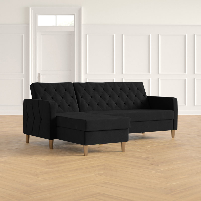 3 Seater Sofa Bed, Black Velvet