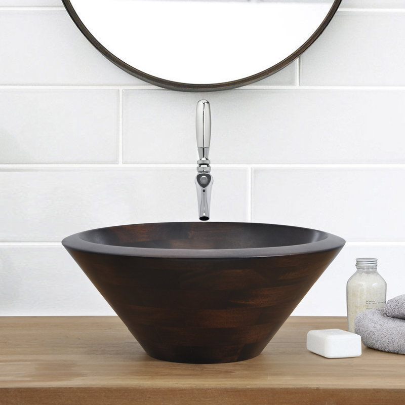 Barclay 13.75'' Wood Circular Bathroom Sink, Mahogany