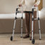 Marche pliante, marche pliable à 2 boutons avec roues de 5 po et hauteur réglable à 8 niveaux, aide à la mobilité légère en aluminium avec chargement de 350 lb, trottoirs roulants à roues avant pour personnes âgées