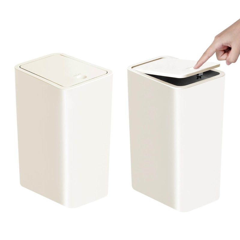 Poubelle de salle de bain avec couvercle, Blanc