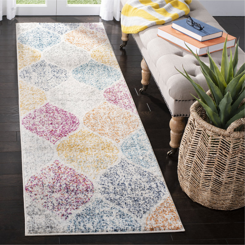 Tapis à motif géométrique Desiree Performance, Tapis de couloir 2 pi 3 po x 14 pi