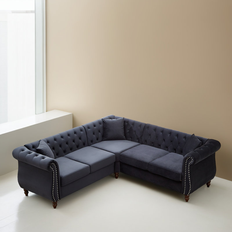 Canapé modulaire en L 83,62 po, Velours noir