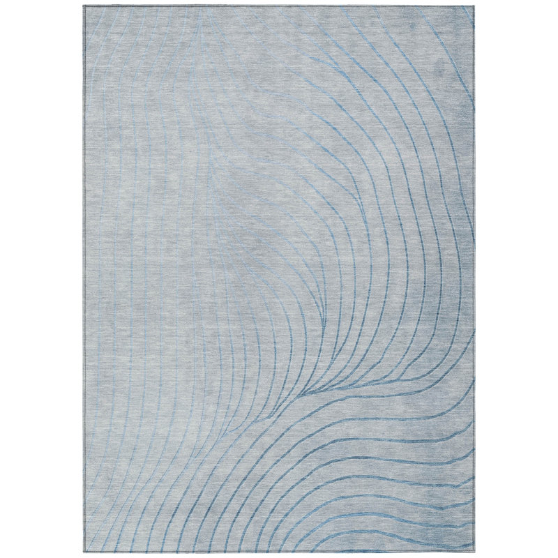 Machine Washable Indoor/Outdoor Xhevrie Sky Rug, Rectangle 9' x 12'