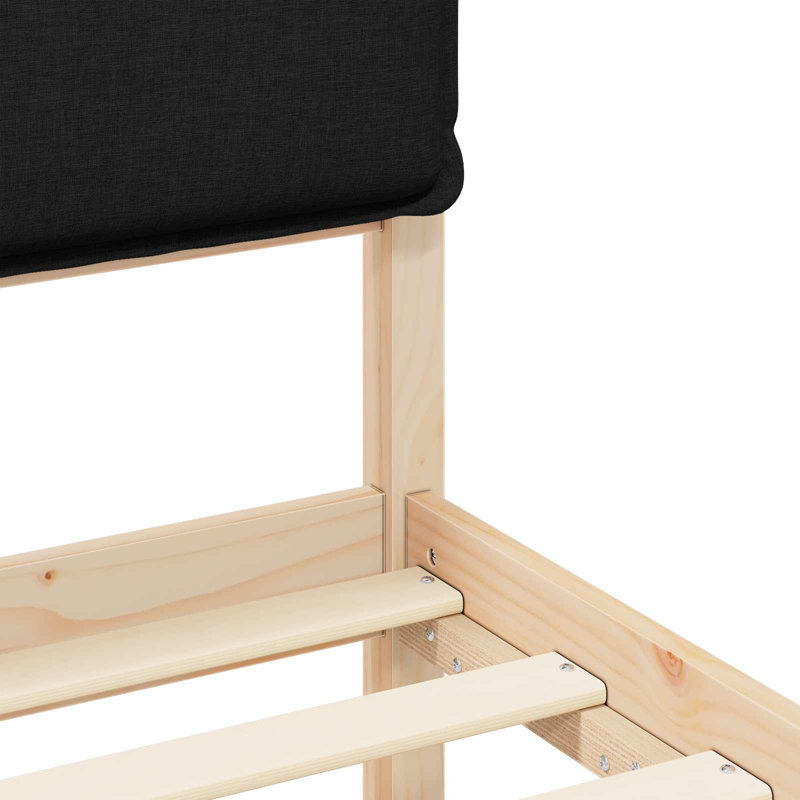 Solid Wood Bed Frame, European Double (140 x 190 cm), Natural/Black