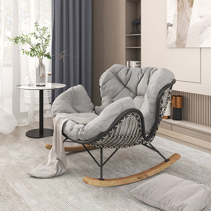 Chaise berçante élégante pour le balcon, Gris moyen, Noir, noir, noir, noir