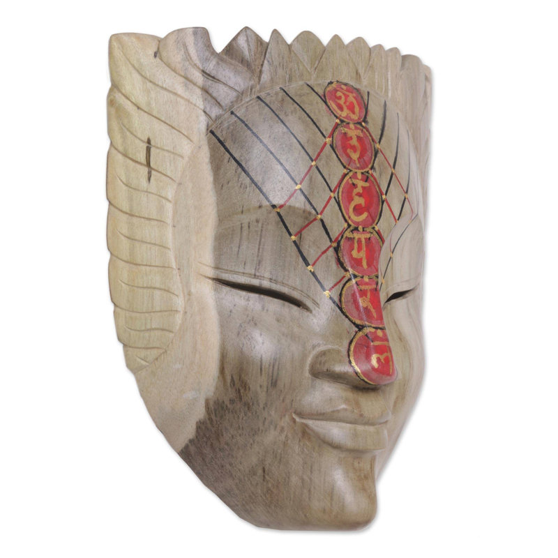 Masque en bois chakra face hibiscus