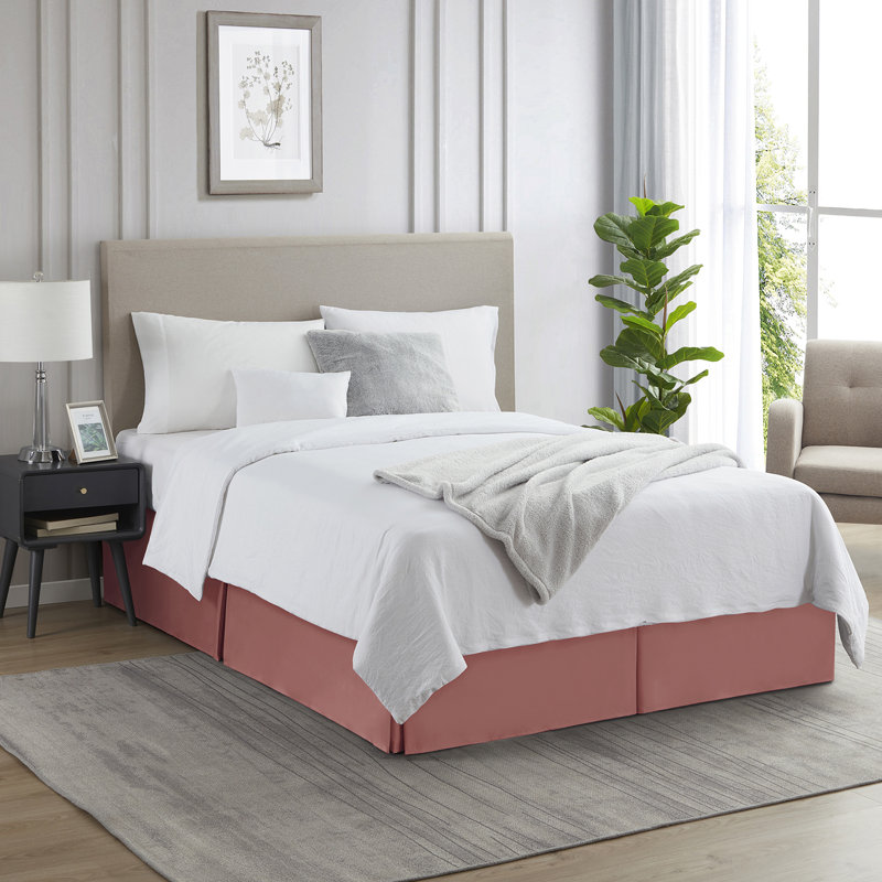 Pink Clay Pleated Queen Bed Skirt with 14" Drop