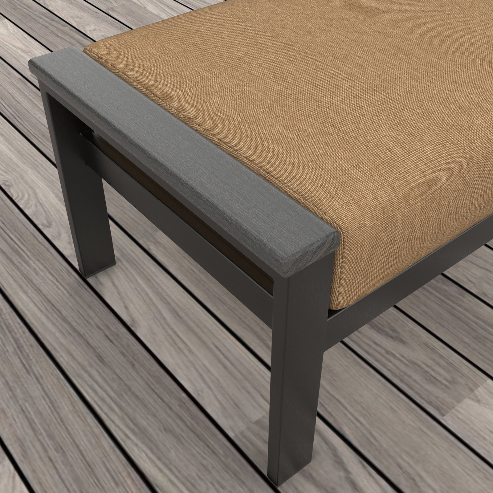 Townsend Sunbrella® Patio Ottoman, Sunbrella Canvas Heather Beige, Black, Yes