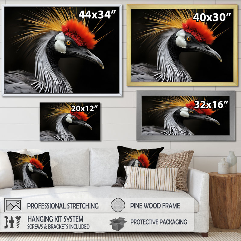 Cranes d'Afrique, beauté I, Cadre flottant noir, H 24 po x l 32 po x P 1 po