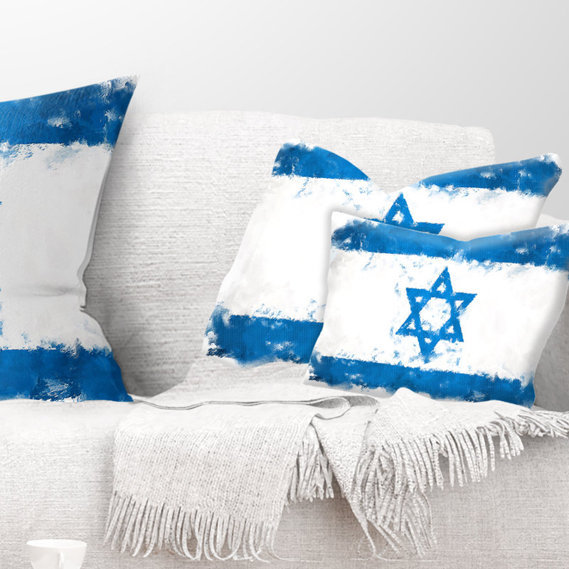 Coussin lombaire avec illustration du drapeau de l'Israel, 12 po x 20 po, Rectangulaire