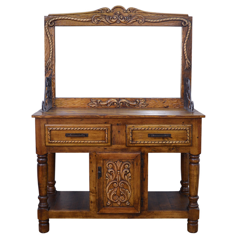 Armoire d'entrée Western avec sculpture et miroir