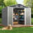 8x6 Ft Outdoor Metal Storage Shed, Lockable Double Door Garden Shed with Rain Gutter Roof Grey/Brown-121416010