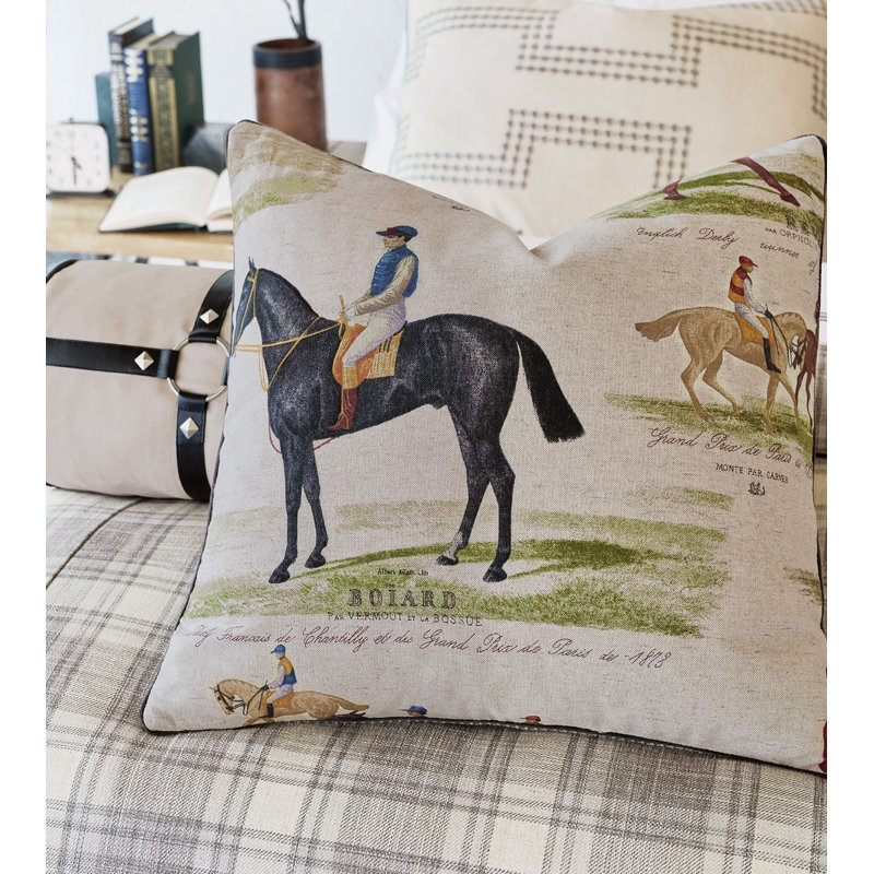 Equestrian Jockey Horse Throw Pillow Cover & Insert