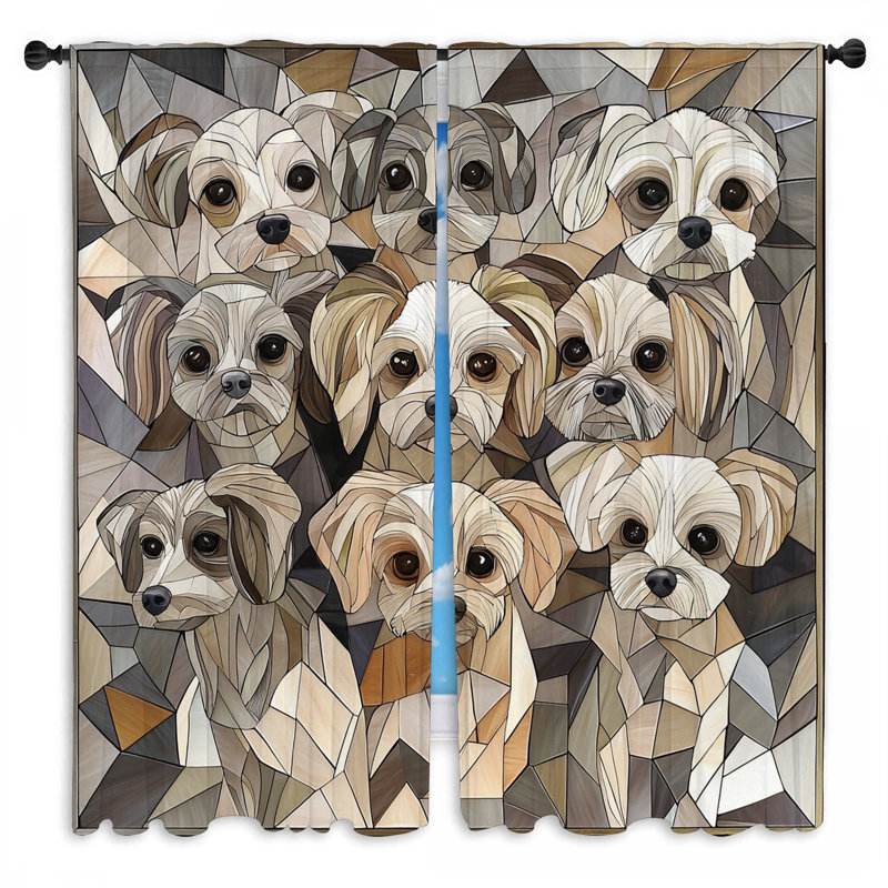 Rideaux de fenêtre Dogs, 2 panneaux, L 56 po x L 78 po